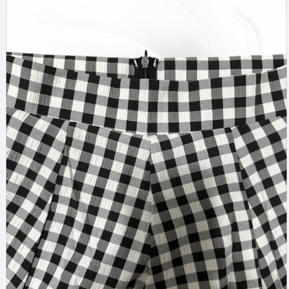 Black & White Gingham Maxi Skirt A-Line High Waist A-Line with Pockets - Picture 7 of 8
